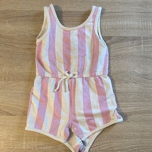 Grayson Mini Striped Pink and White Sleeveless Romper